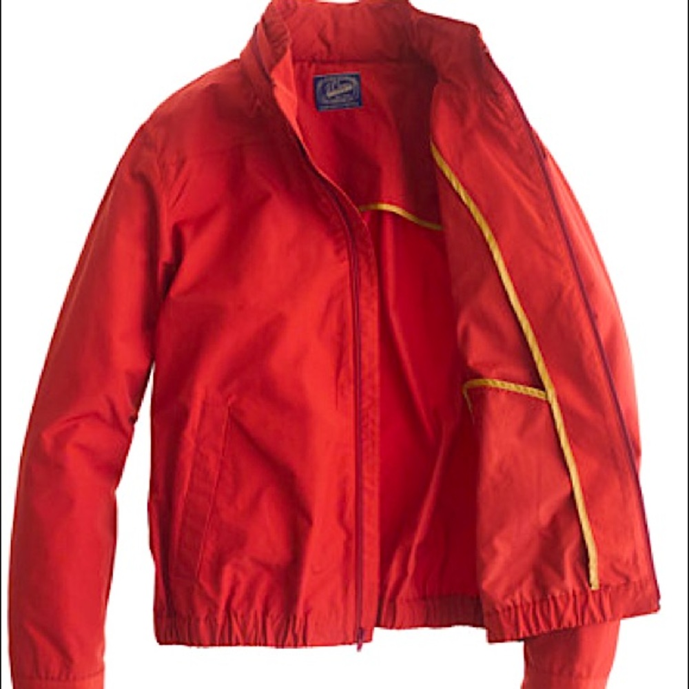 J. Crew men’s lightweight zip front windbreaker jacket, stowable hood, Small